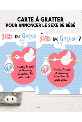carte à gratter annonce du sexe "Fille ou Garçon ?". annonce sexe bébé.