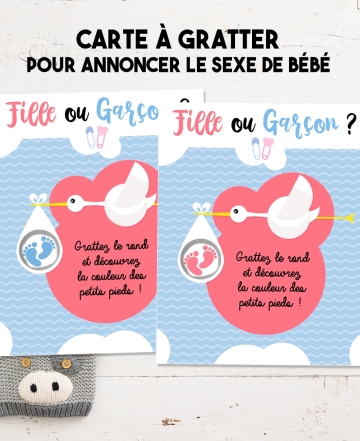 carte à gratter annonce du sexe "Fille ou Garçon ?". annonce sexe bébé.