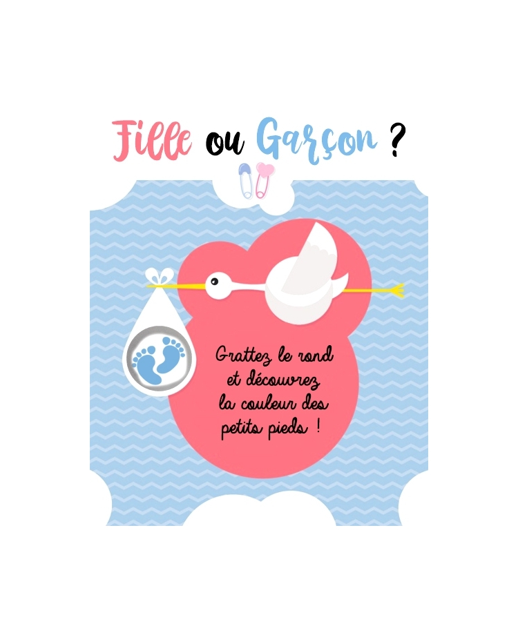 carte à gratter c'est un garçon. bébé garçon. annonce sexe bébé garçon