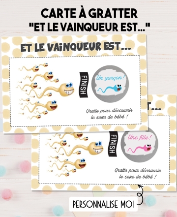 Carte à gratter annonce du sexe "Le vainqueur est...". annonce sexe bébé