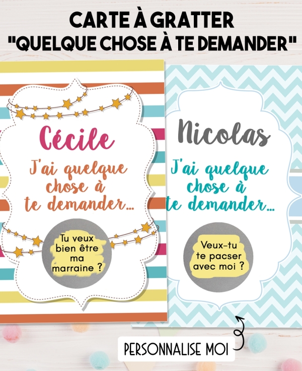 Carte à gratter "J'ai quelque chose à te demander" pour annonce originale