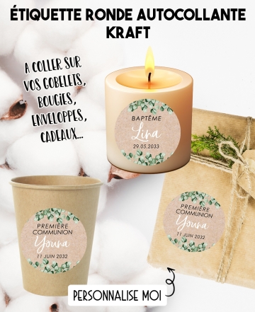 Étiquette autocollante fête. étiquette gobelet. étiquette anniversaire. étiquette personnalisé bougie. étiquette kraft