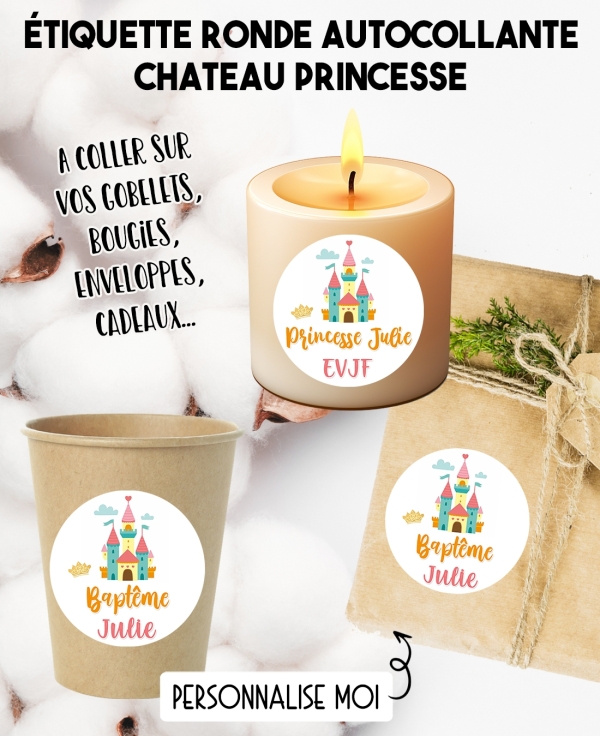Étiquette autocollante EVJF. étiquette baptême. étiquette gobelet. étiquette anniversaire. étiquette personnalisé bougie