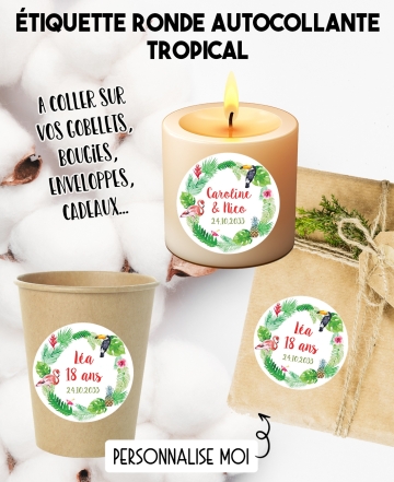 Étiquette autocollante Eucalyptus. étiquette mariage. étiquette gobelet. étiquette anniversaire. étiquette personnalisé bougie