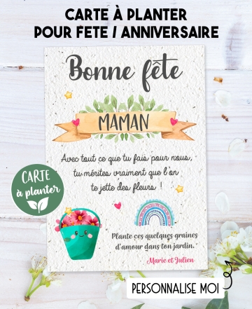 carte planter anniversaire. carte planter graine joyeux anniversaire. carte planter bonne fête maman. carte fête mamie
