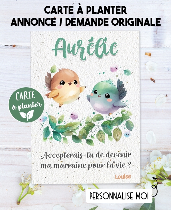 carte planter annonce. carte planter témoin. carte planter parrain. carte planter marraine