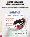 badges baptême ou anniversaire loup. badges le loupe. badges invitation anniversaire