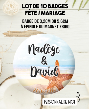 badge mariage. badges personnalisé mariage. badges mer mariage. badge fête. badge pacs. badges mariage personnalisé