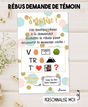 rébus demande de témoin. demande témoin original. demande temoin mariage. temoin mariage