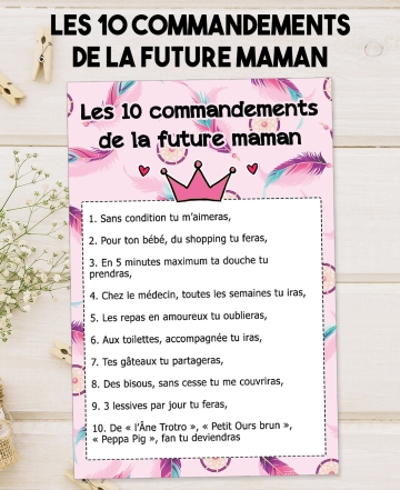 Les 10 commandements de la future maman. commandements maman. cadeau maman