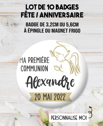 badges communion. badges personnalisés fete. badges personnalisés communion