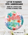 badge anniversaire. badges fete. badges feuilles colorées. badges personnalisé 20. badges 30 ans