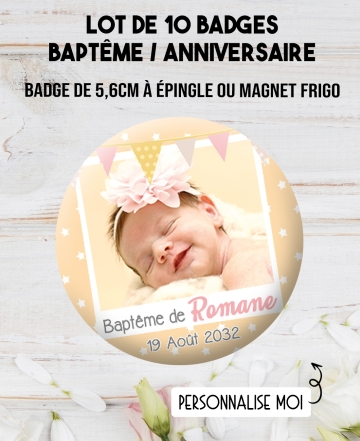 badge baptême fille. badges bapteme. badge anniversaire. badges fille. badges photo baptême. badges photo anniversaire