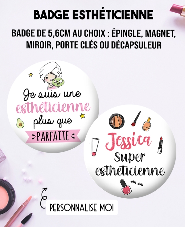 badges esthéticiennes. badges maquillage. esthéticiennes