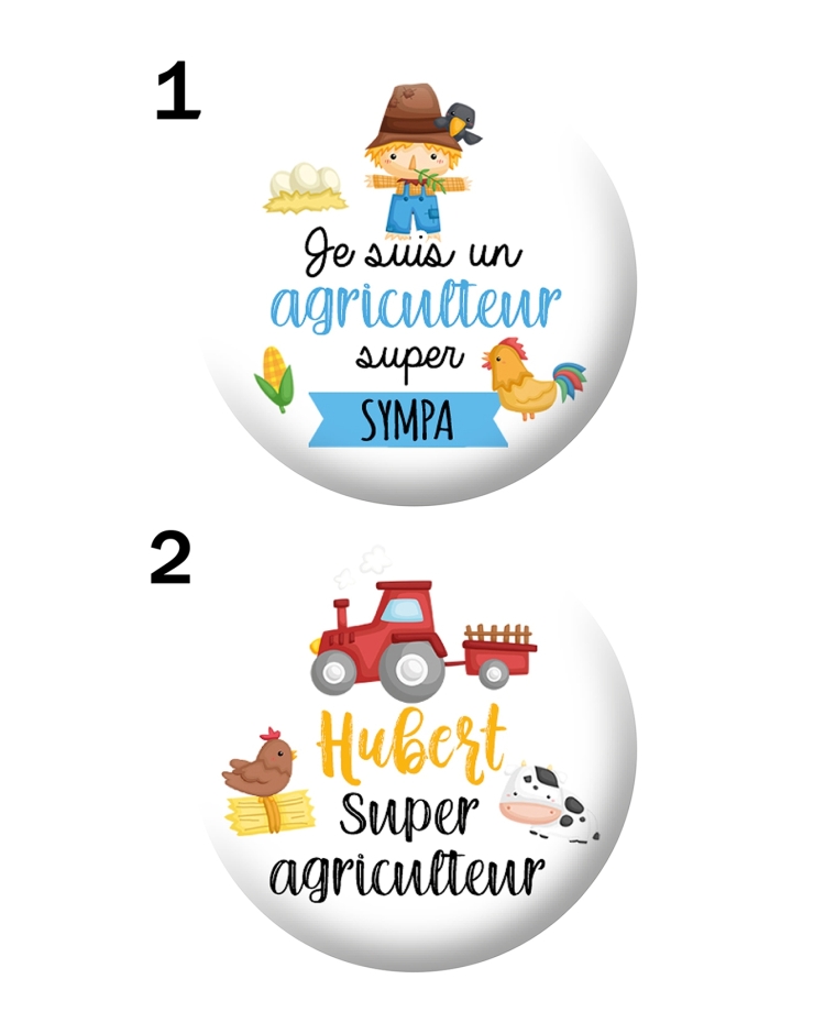 Badge 56mm pour les agriculteurs/agricultrices - personnalisable