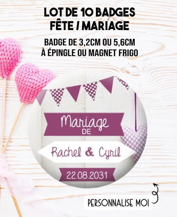 badge mariage. décoration mariage. badge champetre