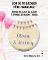 mariage champêtre. badges mariage. badges personnalisé mariage. badges pacs. badges pacs champetre