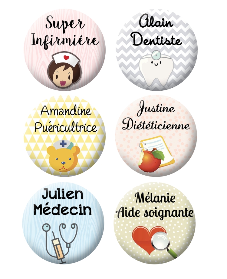 Badge 56mm Métier médical. badges personnalisé métier
