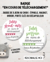 Badge 56mm "en cours de téléchargement". badge annonce grossesse