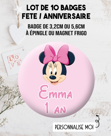 badges anniversaire Minnie. badges baptême Minnie. Badges Minnie. badge anniversaire. badges fête