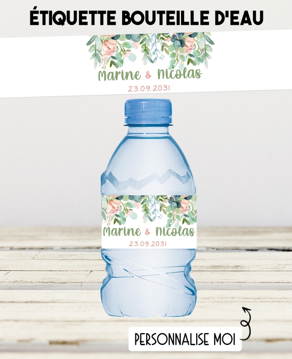 etiquette personnalisé autocollante. étiquette champêtre. étiquette bouteille eau. étiquette anniversaire. étiquette mariage