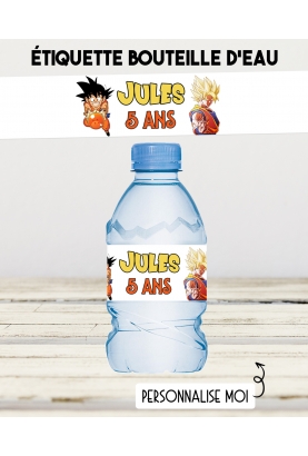 etiquette autocollante. etiquette Dragon Ball Z. étiquette bouteille eau. étiquette personnalisé.