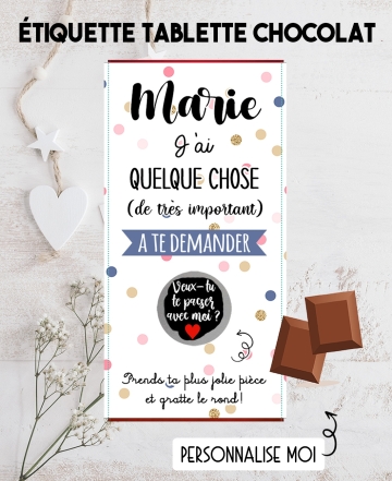 Etiquette autocollante à gratter. étiquette gratter. étiquette demande pacs. demande originale. étiquette tablette chocolat