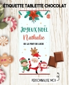Etiquette autocollante noël pour tablette de chocolat. étiquette tablette chocolat. cadeau noël. chocolat noël