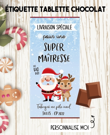 Etiquette autocollante noël pour tablette de chocolat. étiquette tablette chocolat. étiquette chocolat. étiquette noël chocolat