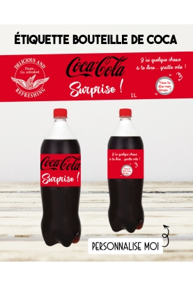 Etiquette bouteille de Coca message à gratter. étiquette Coca. étiquette papa. étiquette parrain. étiquette personnalisé.