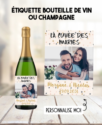 Etiquette bouteille mariage. Etiquette bouteille baptême. étiquette autocollante fête. étiquette personnalisé