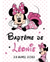 etiquette baptême. minnie. etiquette anniversaire. etiquette bouteille vin. etiquette bouteille minnie