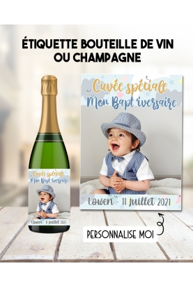etiquette baptême. étiquette photo. etiquette anniversaire. etiquette bouteille vin. etiquette bouteille champagne.