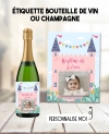 Etiquette bouteille de vin bapteme. Etiquette bouteille de vin anniversaire. étiquette princesse. étiquette bouteille avec photo