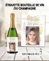 Etiquette bouteille de vin ou champagne pour fête, anniversaire, baptême avec photo personnalisable