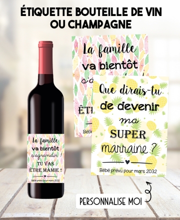 Etiquette bouteille de vin ou champagne pour annonce ou demande originale - été
