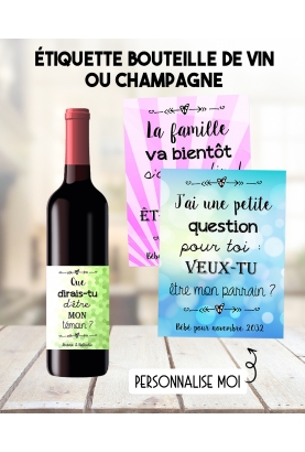 Etiquette bouteille de vin ou champagne pour annonce ou demande originale