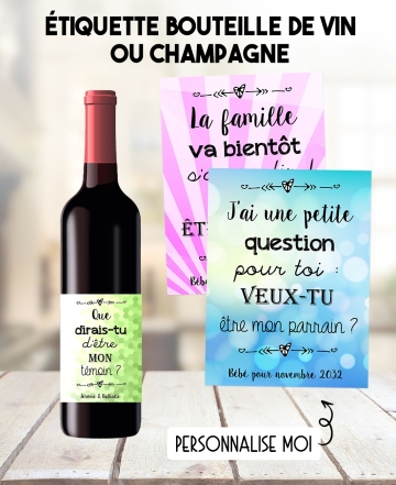 Etiquette bouteille de vin ou champagne pour annonce ou demande originale