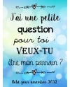 Etiquette bouteille de vin ou champagne pour demande de parrain