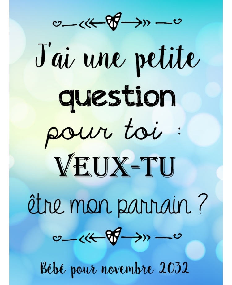Etiquette bouteille de vin ou champagne pour demande de parrain