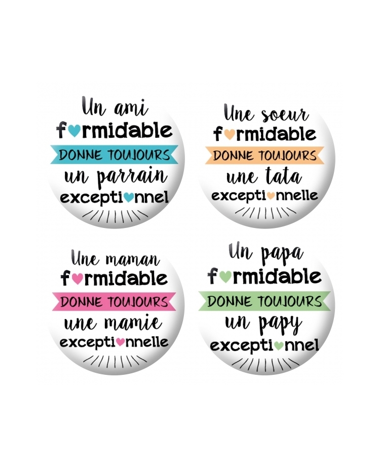 Badge personnalisable. badges papy. badges parrain. badge mamie