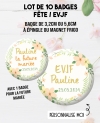 badges EVJF. Badge future mariée. badges enterrement vie jeune fille. 10 badges personnalisés "EVJF" fleur. badge future mariée