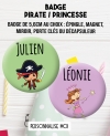 Badge à personnaliser enfant princesse ou pirate. magnet enfant