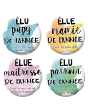 badge parrain. badge maitresse. badges mamie