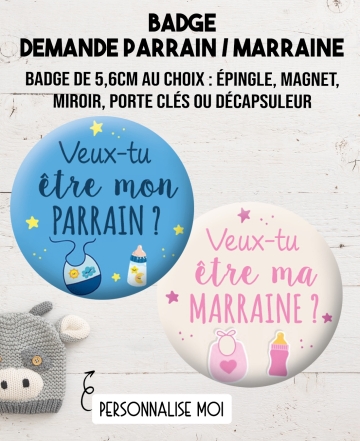 Badge Parrain qui déchire. magnet marraine. magnet parrain