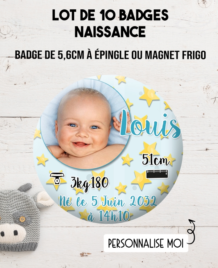 badge naissance. faire part naissance. badge bébé. badges naissance garcon. magnet naissance