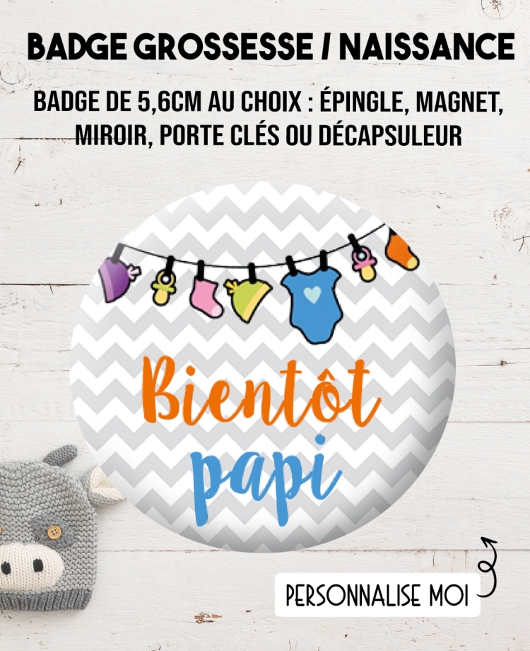 magnet annonce de grossesse. badge annonce de grossesse. magnet papi. magnet mamie