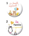 badge la famille va s'agrandir. magnet grossesse. magnet annonce bébé