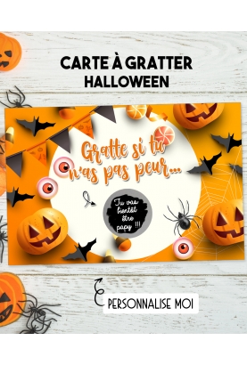 Carte à gratter Halloween "Gratte si tu n'as pas peur..." à personnaliser. carte annonce Halloween . carte Halloween