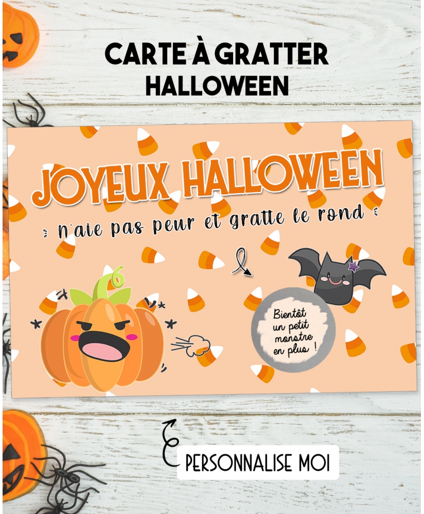 Carte à gratter "Joyeux Halloween" à personnaliser. carte Halloween. carte gratter Halloween